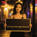 Woman holding sign: malaysiasexguide.com